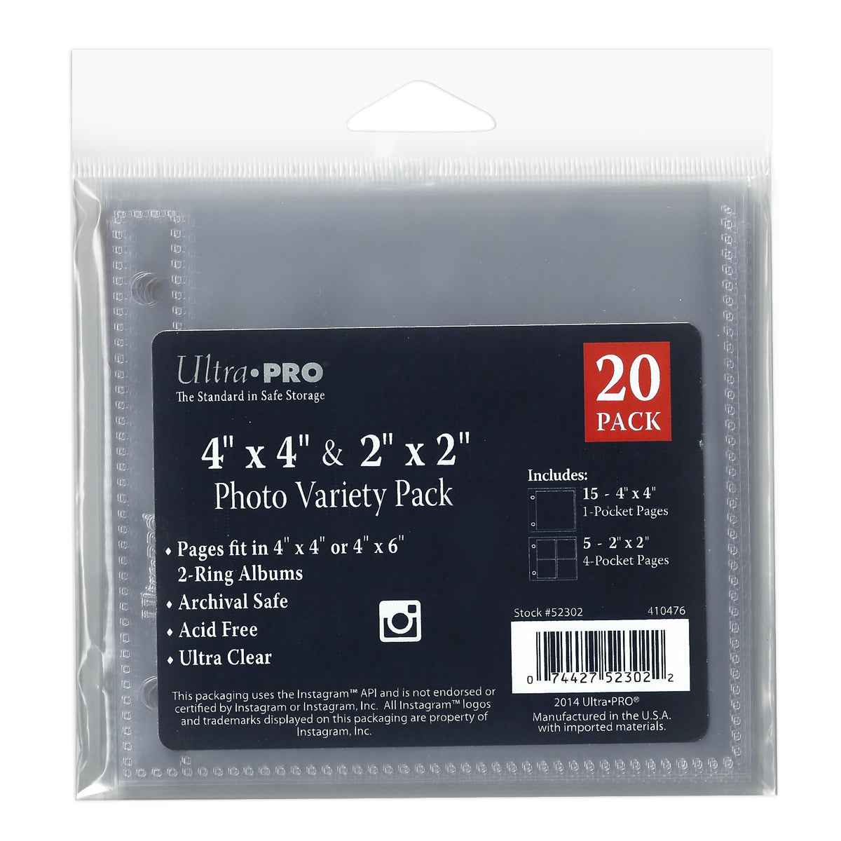 2-Hole Assorted Photo Pages (20ct) for 2" x 2" & 4" x 4" Prints - Image 3