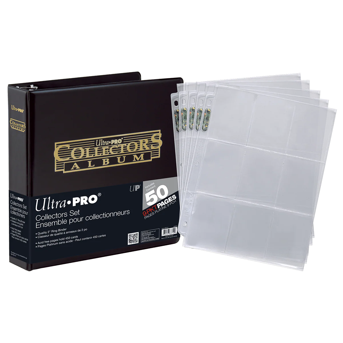 2" Black and Gold Foil Collectors Album with 9-Pocket Platinum Pages (50ct) for Trading Cards