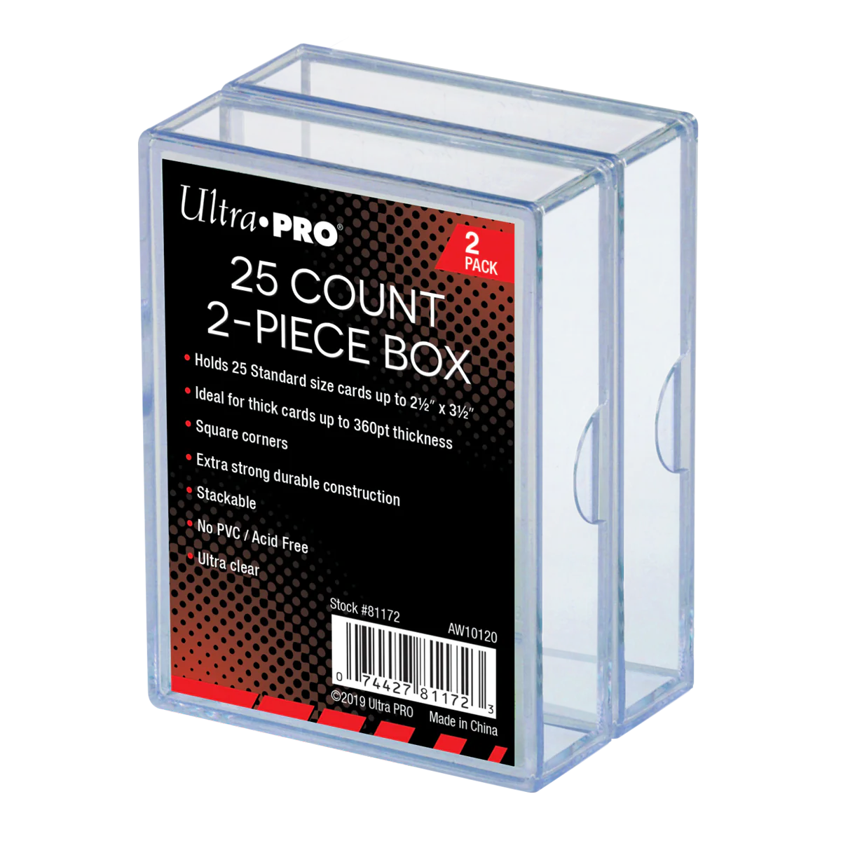 2-Piece 25-Count Clear Card Storage Boxes (2ct)
