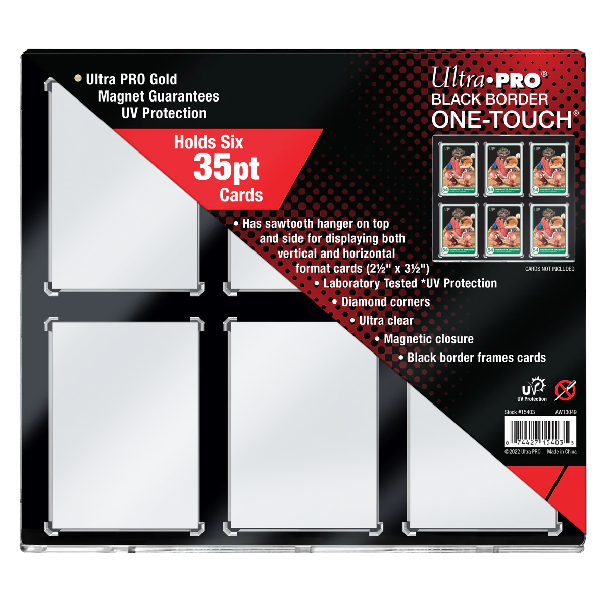 35PT 6-Card Black Border UV ONE-TOUCH® Magnetic Holder
