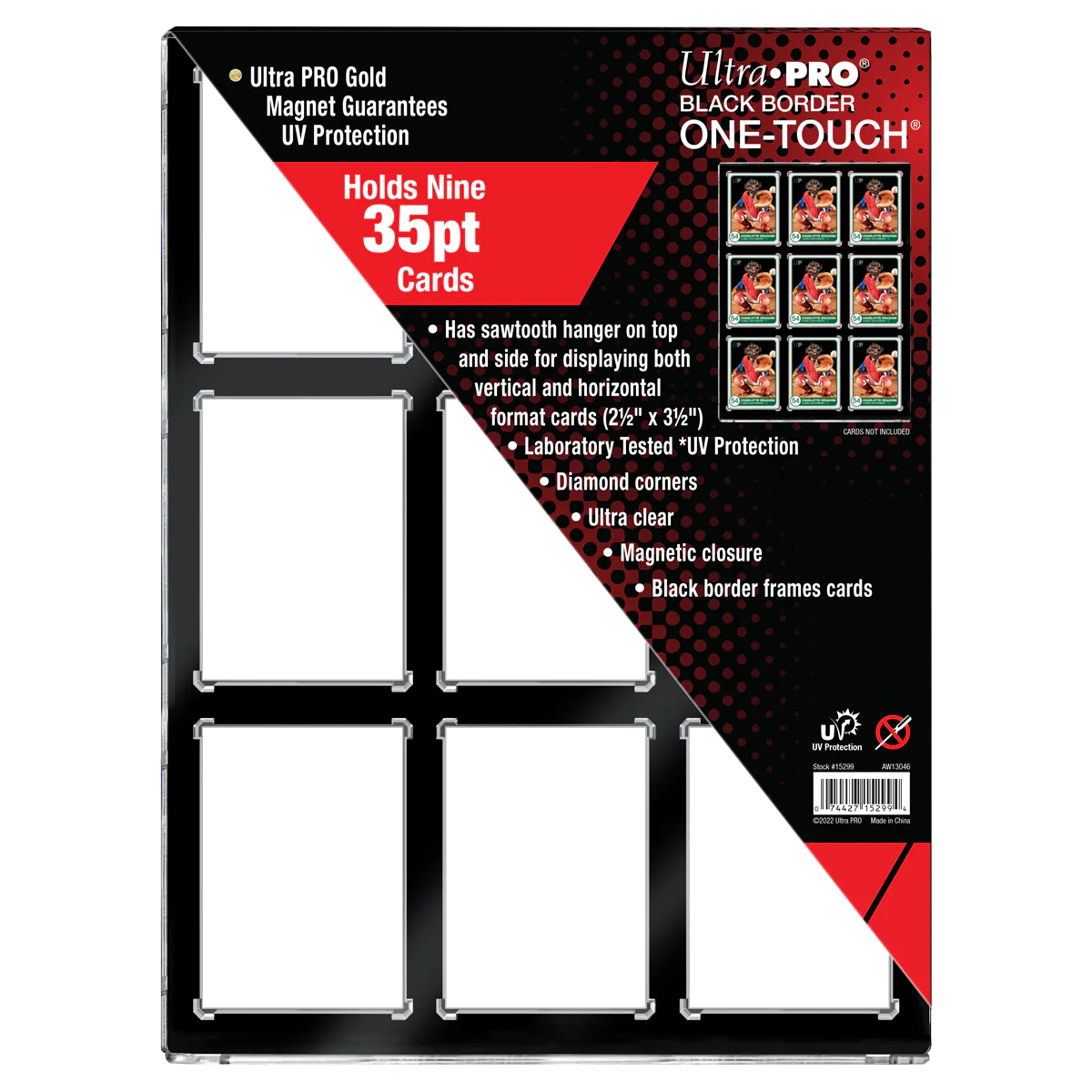 35PT 9-Card Black Border UV ONE-TOUCH® Magnetic Holder