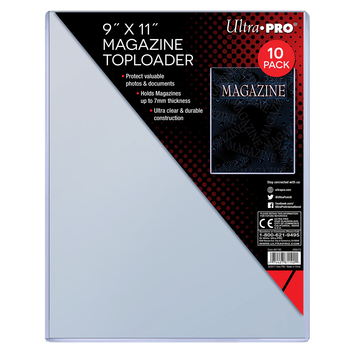 9" x 11" Thick Magazine TOPLOADER® Sleeves (10ct)