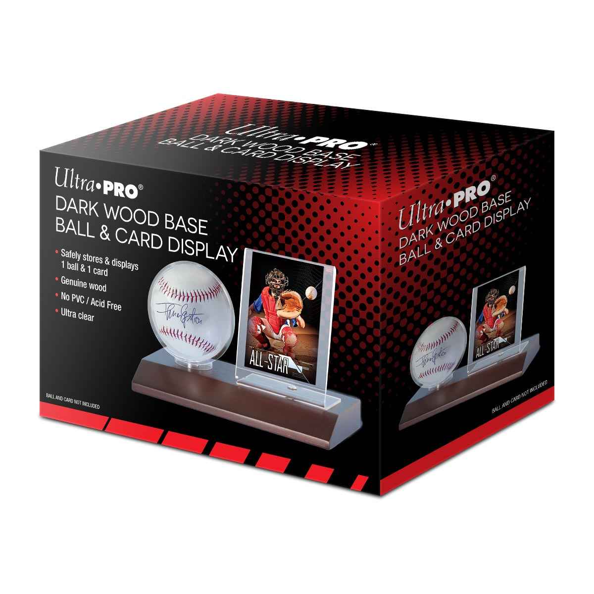 Baseball & Card Dark Wood Display Holder - Image 2