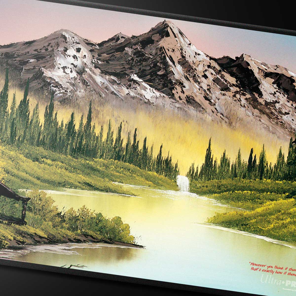 Bob Ross Mountain Retreat Black Stitched Playmat - Image 2