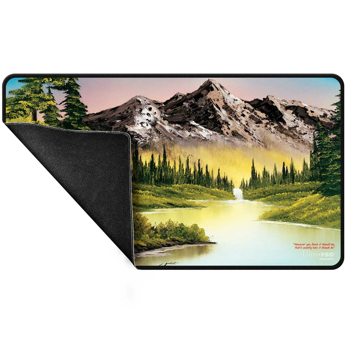 Bob Ross Mountain Retreat Black Stitched Playmat - Image 3