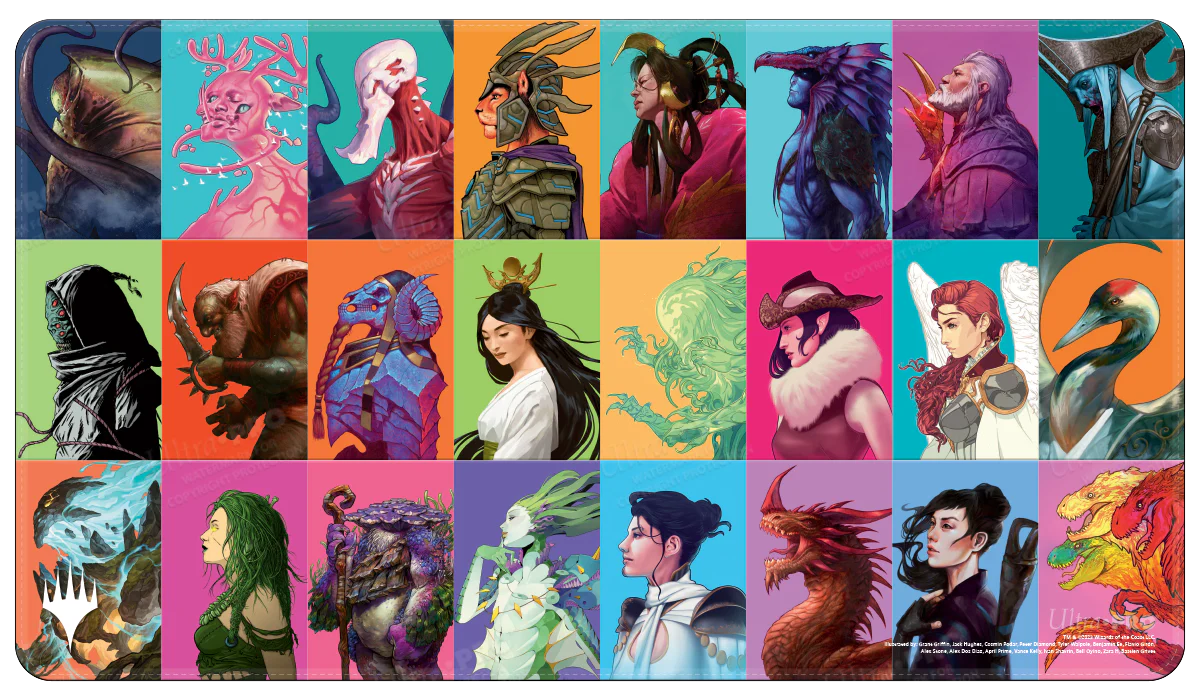 Commander Masters Pop Collage White Stitched Standard Gaming Playmat for Magic: The Gathering