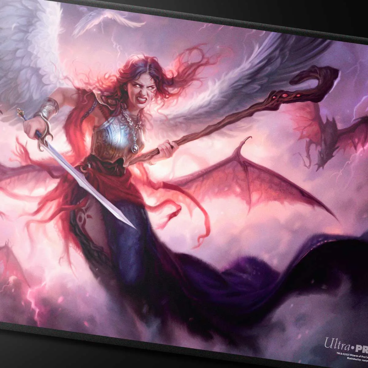 Commander Series #5 - Three Color Wedge - Kaalia (Fan-Voted) Black Stitched Playmat for Magic: The Gathering - Image 2