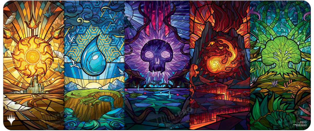 Dominaria United Stained Glass Land Medley Table Playmat for Magic: The Gathering