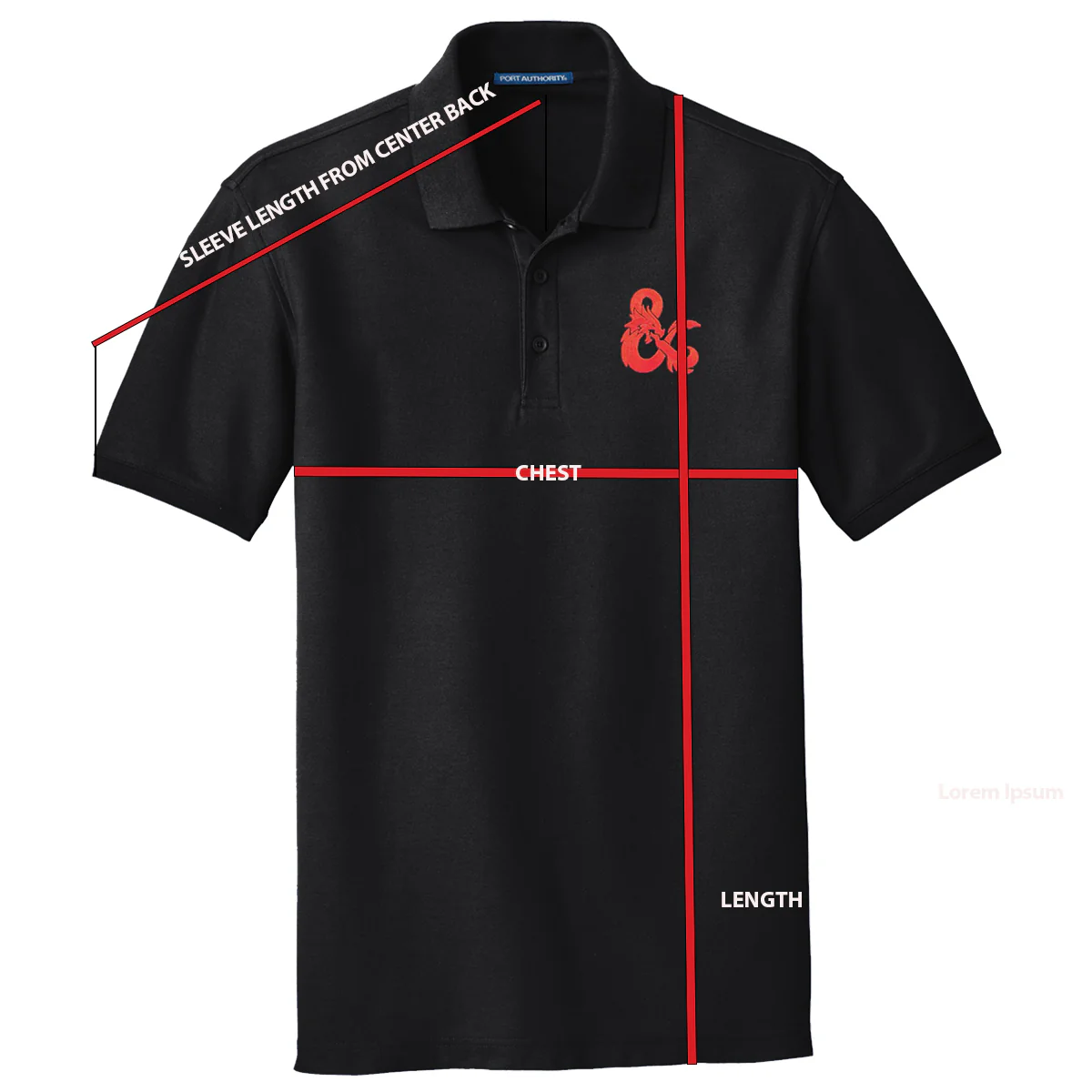 Dungeons & Dragons Embroidered Polo Shirt - Black with Red D&D Logo - Image 7