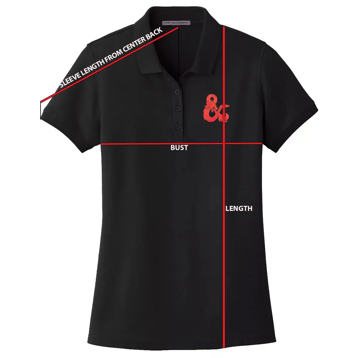 Dungeons & Dragons Embroidered Polo Shirt - Black with Red D&D Logo - Image 8