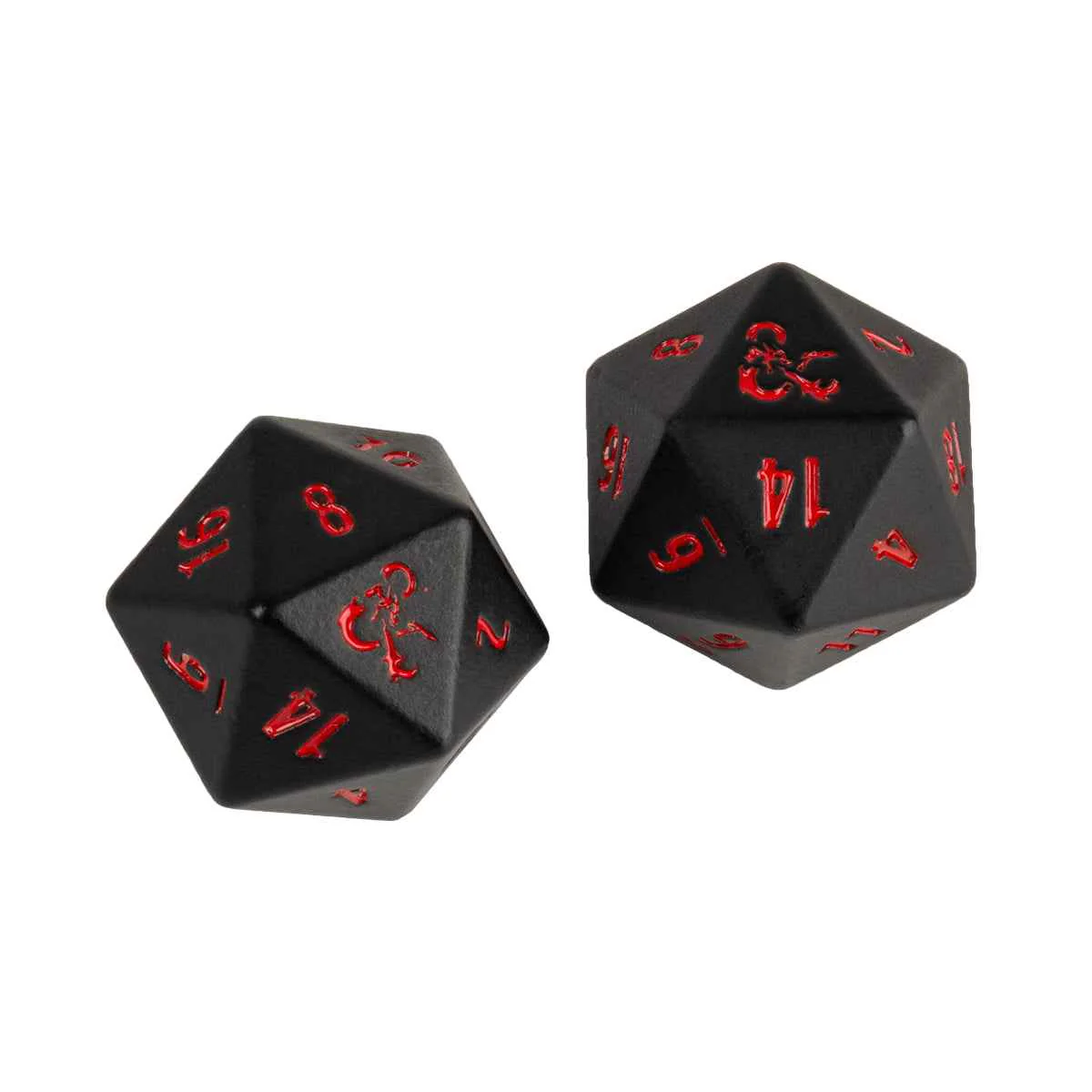 Heavy Metal Black and Red D20 Dice Set (2ct) for Dungeons & Dragons