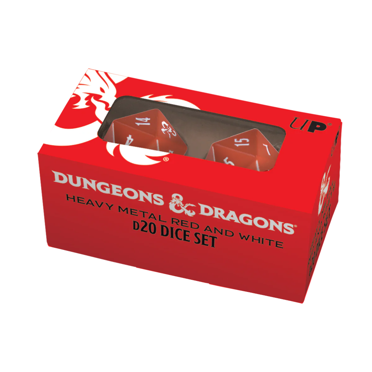 HEAVY METALĀ® Red and White D20 Dice Set (2ct) for Dungeons & Dragons - Image 2