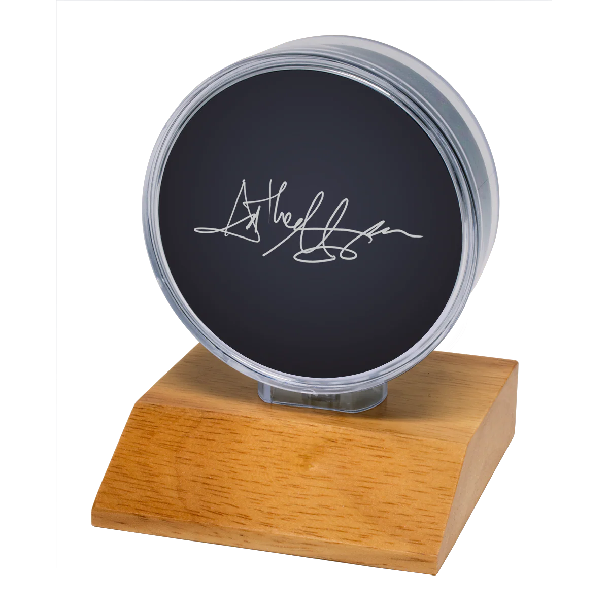 Hockey Puck Light Wood Base Display Holder - Image 2