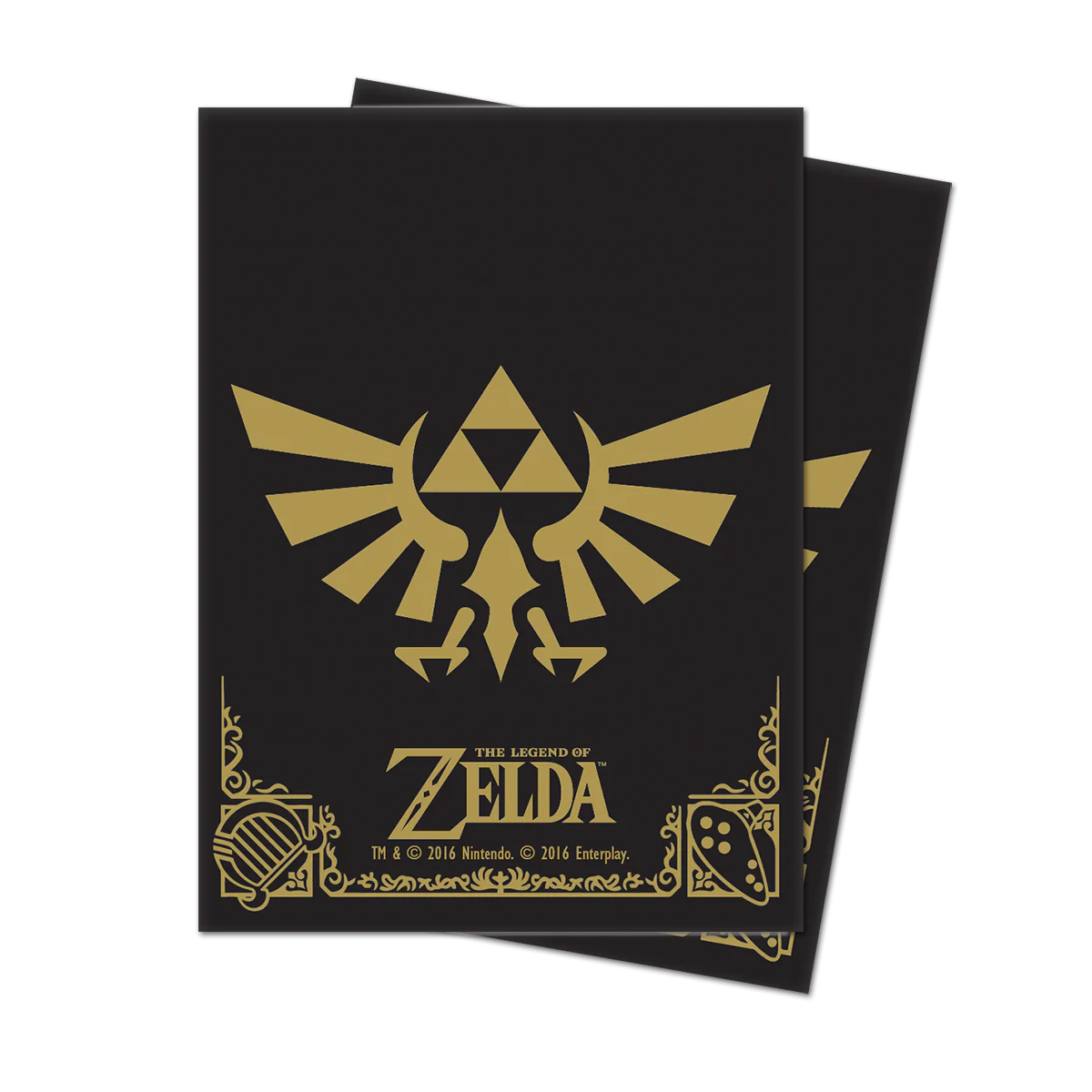 Hyrule Crest Black & Gold Standard DECK PROTECTOR® Sleeves (65ct) for The Legend of Zelda