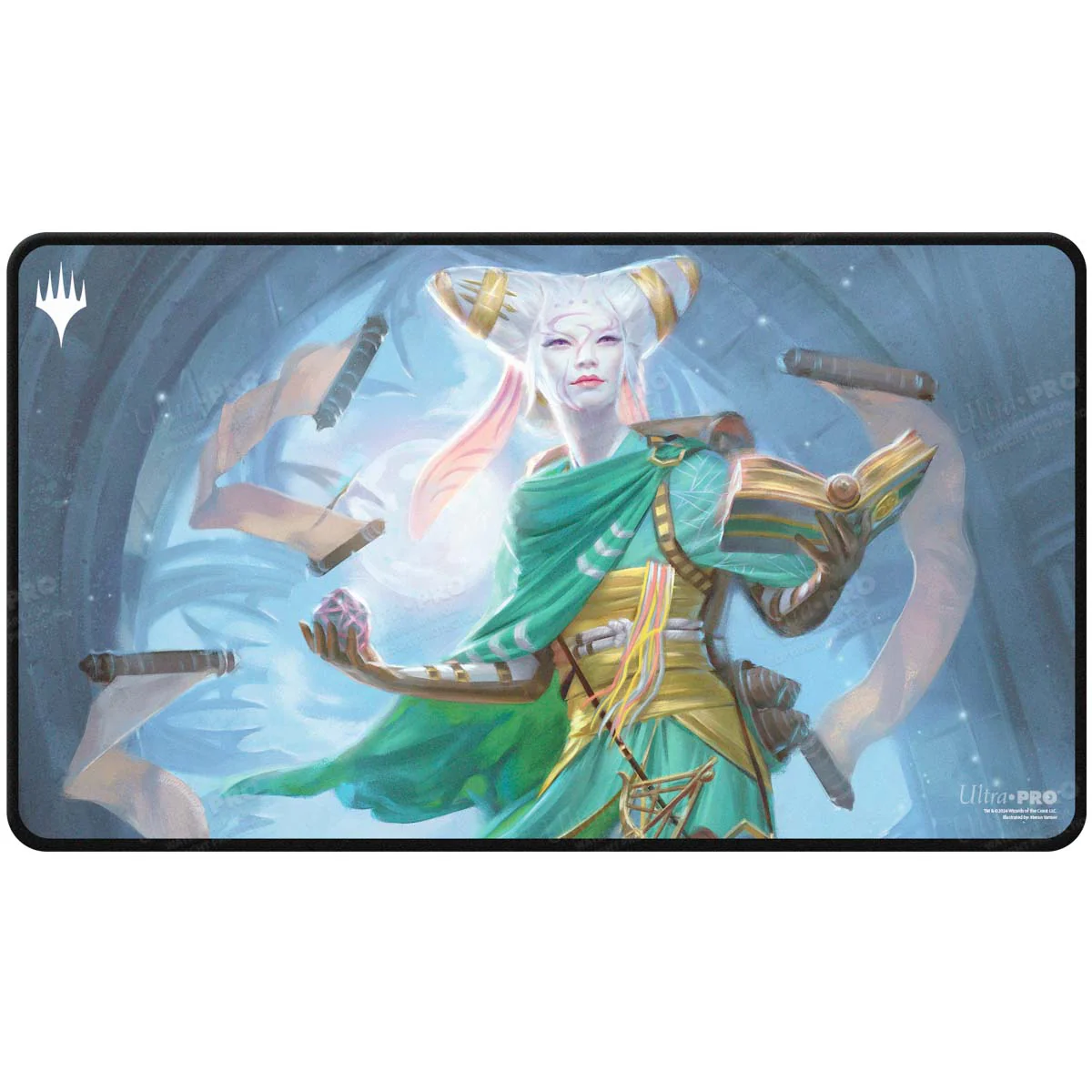 Innistrad Remastered Tamiyo, Field Researcher Black Stitched Playmat for Magic: The Gathering