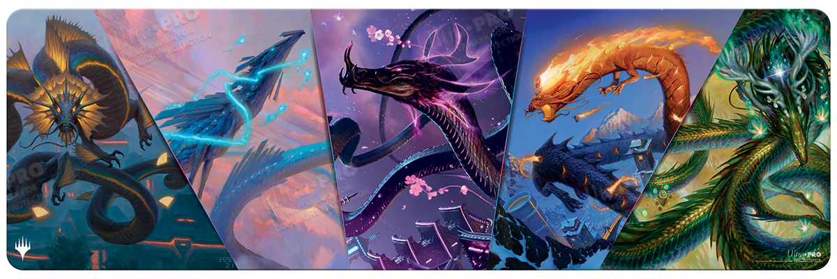 Kamigawa Neon Dynasty Sky Dragon Compilation 8ft Table Playmat for Magic: The Gathering