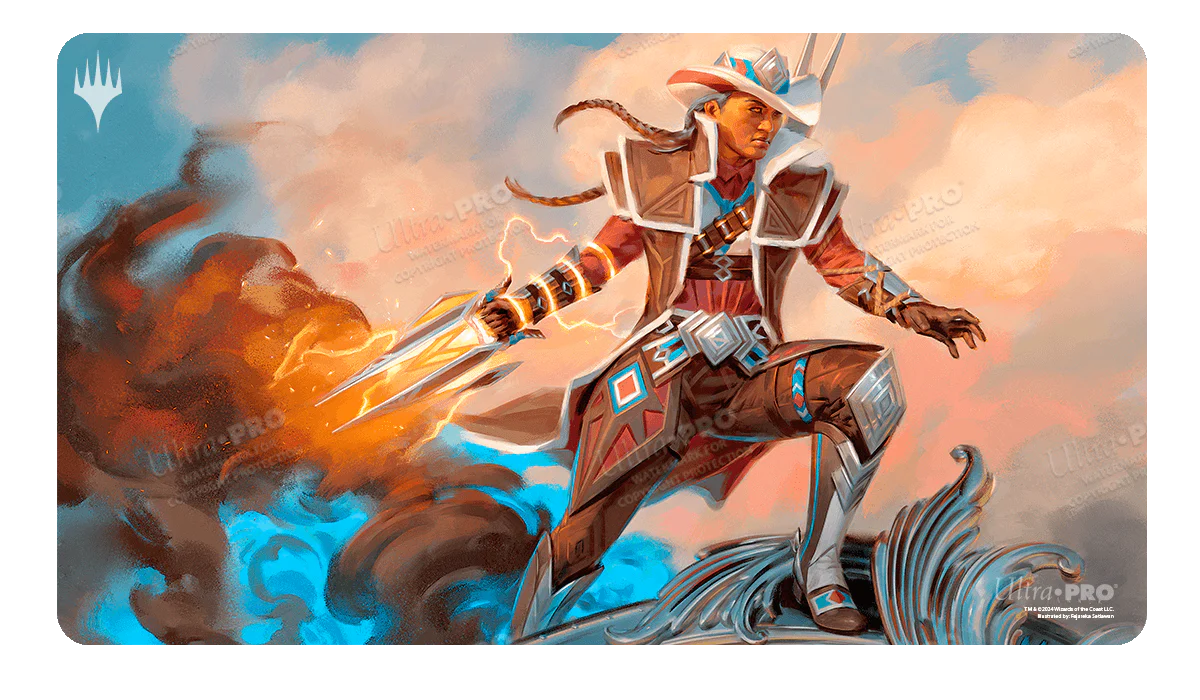 Outlaws of Thunder Junction Annie Flash, The Veteran Standard Gaming Playmat Key Art for Magic: The Gathering